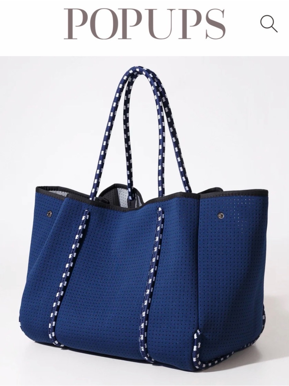 Neoprene Floral Print Tote in Orange, Teal & Navy - Picture 7 of 7